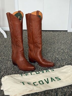 Tecovas Loretta Boots sz 7 Cowhide Saddle Brown New Without Box NWOB Western